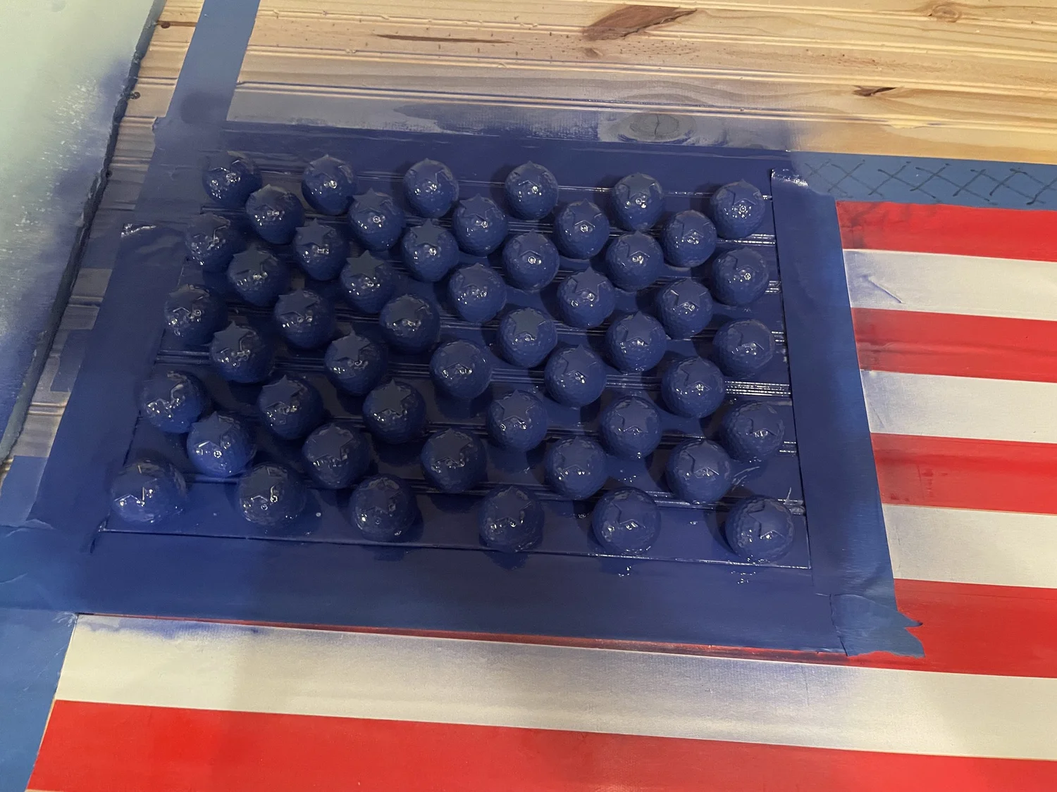 Blue canton built from hand-finished golf-ball stars